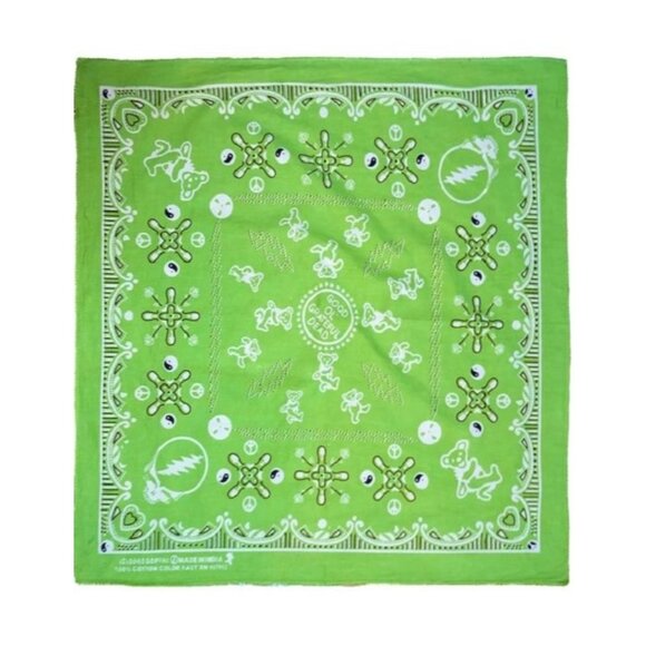 Grateful Dead Accessories - New Green Bear Skull Grateful Dead Bandana Hippie Headband Tour Peace Yin Yang